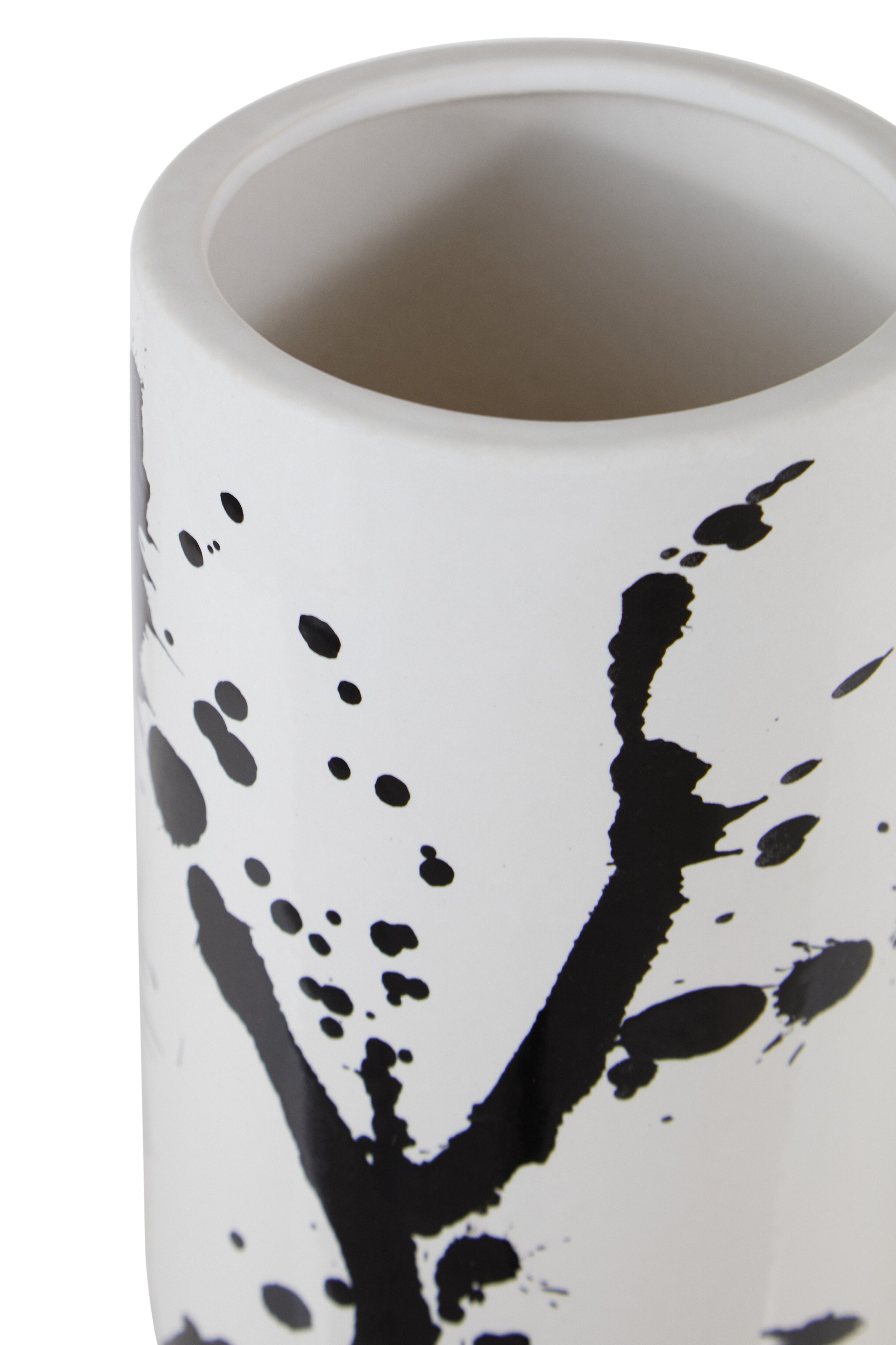 Agnes Black & White Splash Ceramic Vase | Small